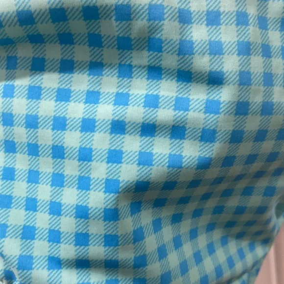 EUC Women’s Lands End One-Piece Blue Floral Gingham Check Swim Bathing Suit 18W - Picture 4 of 9